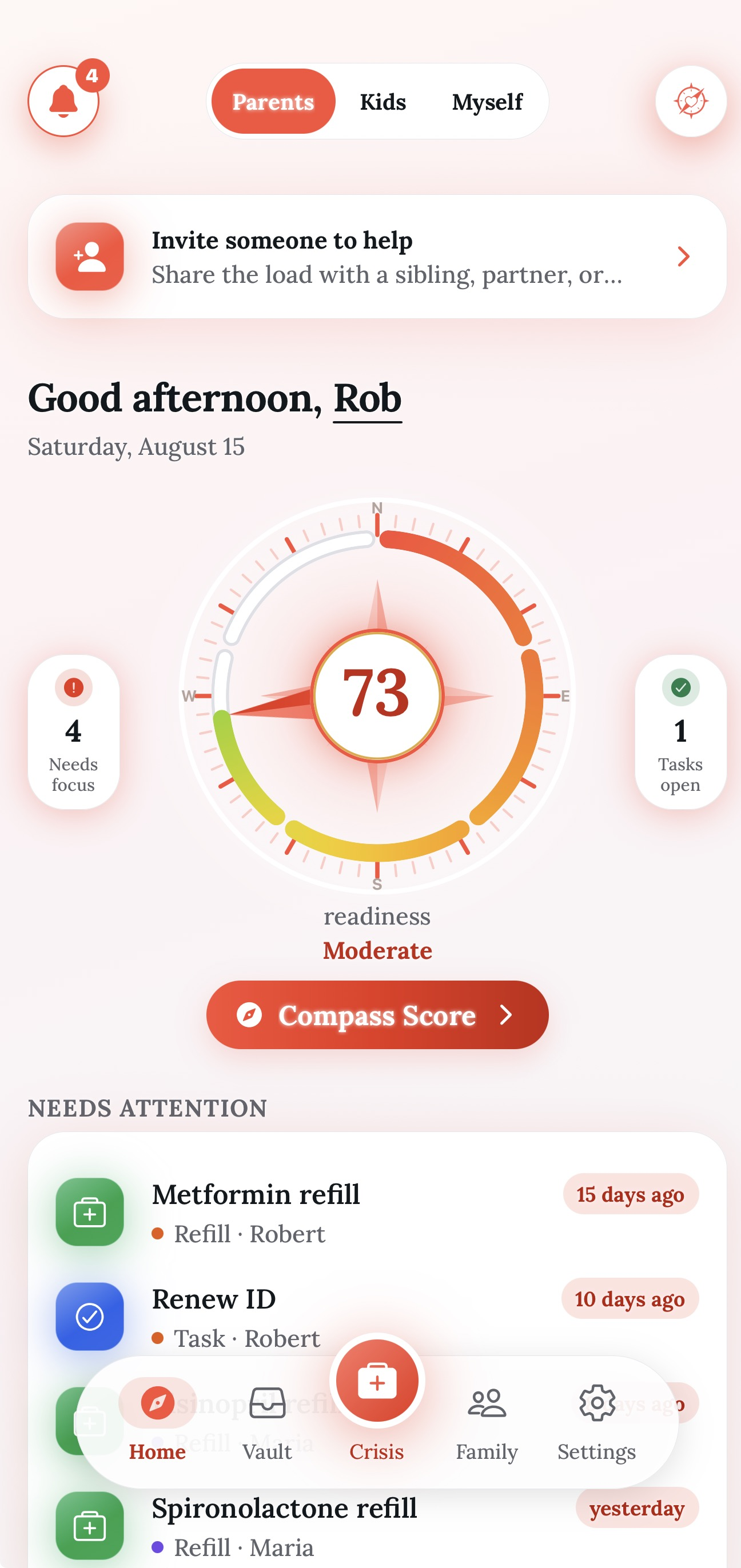 Bearing Life home screen
